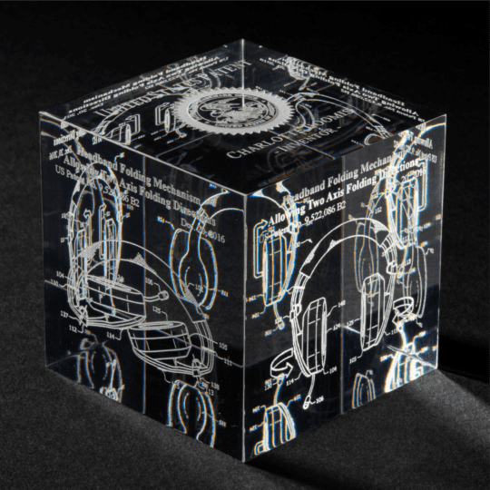 Lasered Acrylic Patent Cube