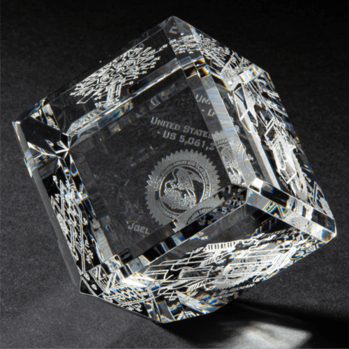 Crystal Patent Cube Lasered