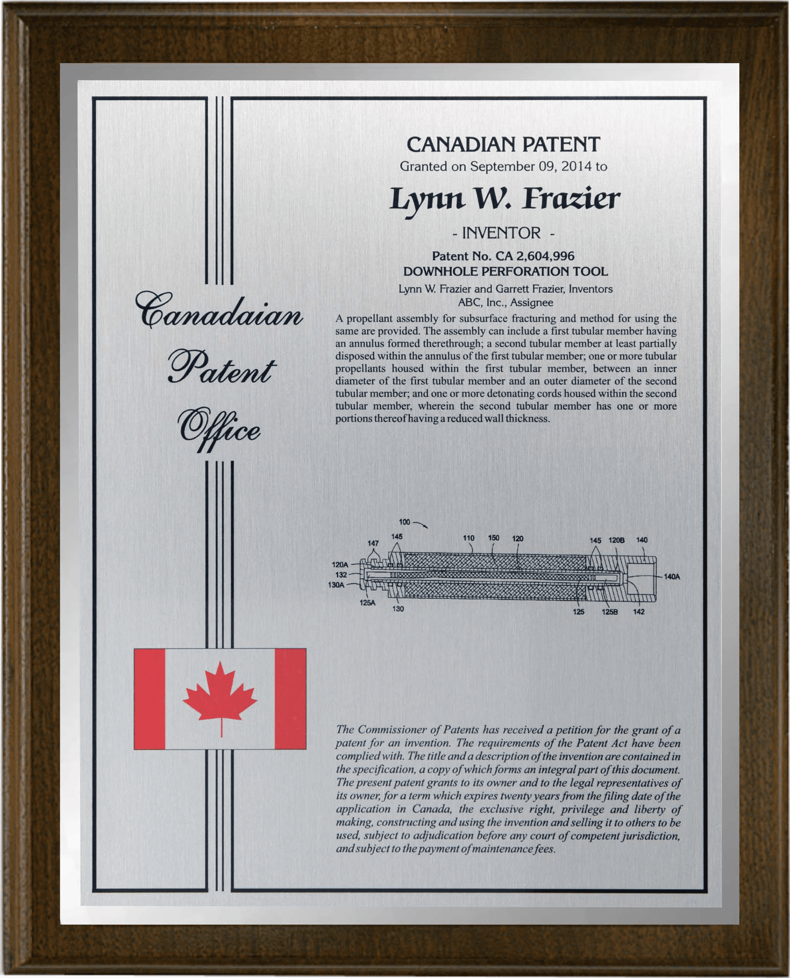 Patent Plaque - Certificate - Plaque Base