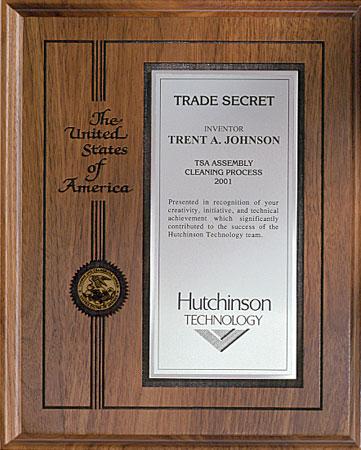 Trade Secret Awards/Trade Secret Laser Etched Plaque with Plate/TS-LE5